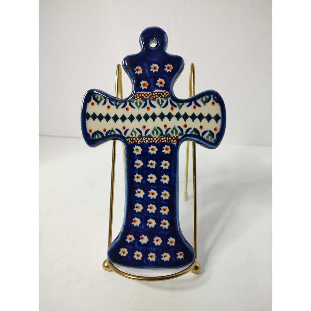 Unikat Polish Pottery Cross from Zaklady Boleslawiec Poland 1089-ART-104